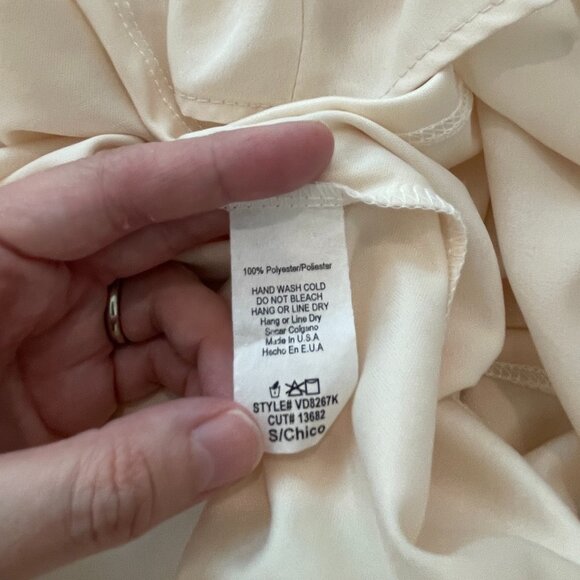 PinkBlush Beige Chiffon Bell Sleeve Maxi Dress Size Small - Picture 11 of 11